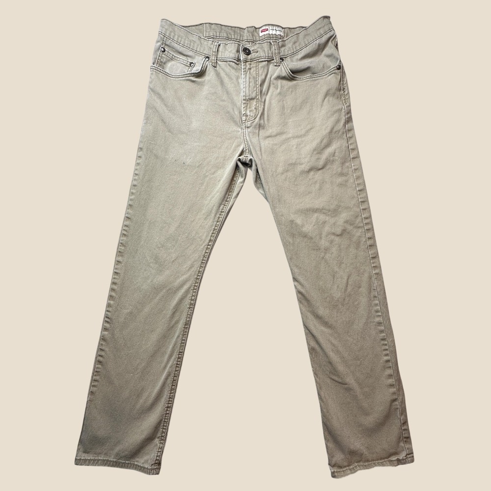 Wrangler Pants Mens 33x30 Slim Straight Tan 92WRWPJ Stretch Khaki Workwear